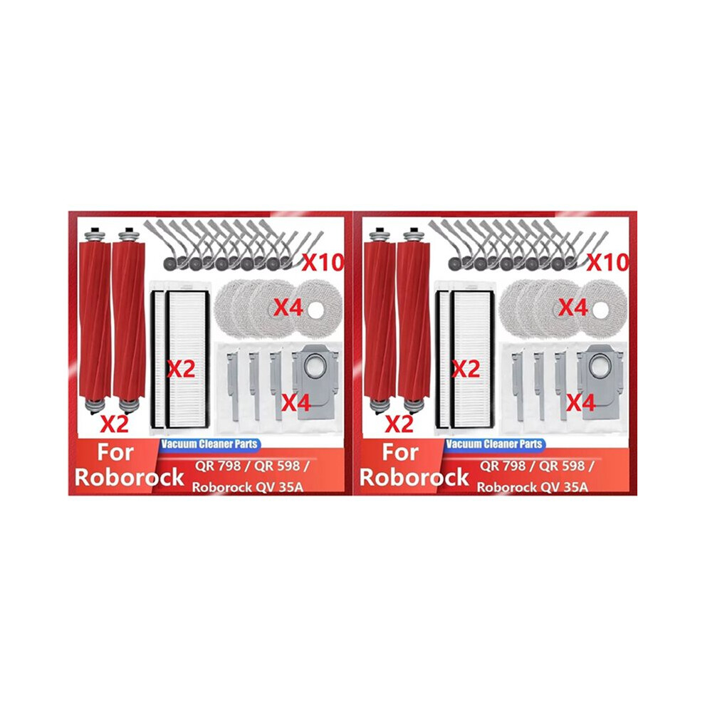 2 Set Compatible For Qr 798 / Qr 598 / Qv 35A Main Roller Side Brush Hepa Filter Mop Cloth 4711256764405