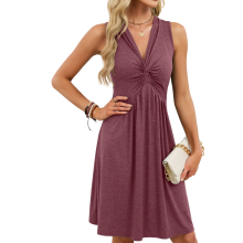 Women's Sleeveless Loungewear Tank Nightdress Casual-Burgundy M
