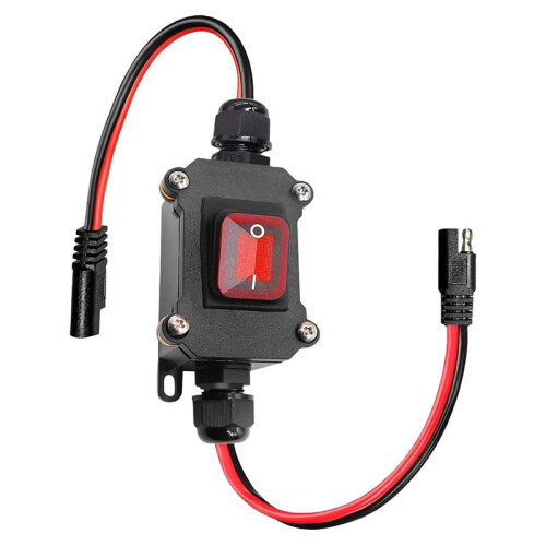 12V Inline Toggle  SAE Cable, 12AWG /Off Quick Connect Disconnect, IP67 Waterproof for Solar Panel, RV