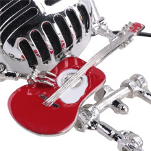 Lâmpada de Mesa Robô de Microfone Vintage Estilo Retro, Lâmpada de Mesa com Dimmer de Toque Robô de Microfone Vintage Vermelho