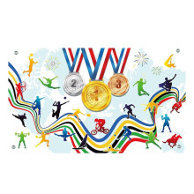 Bannière de Décorations Sportives Go For Gold Bannière de Signe de Cour de Sport 70x43 Pouces Décorations de Fête Sportive pour le Sport D'Été