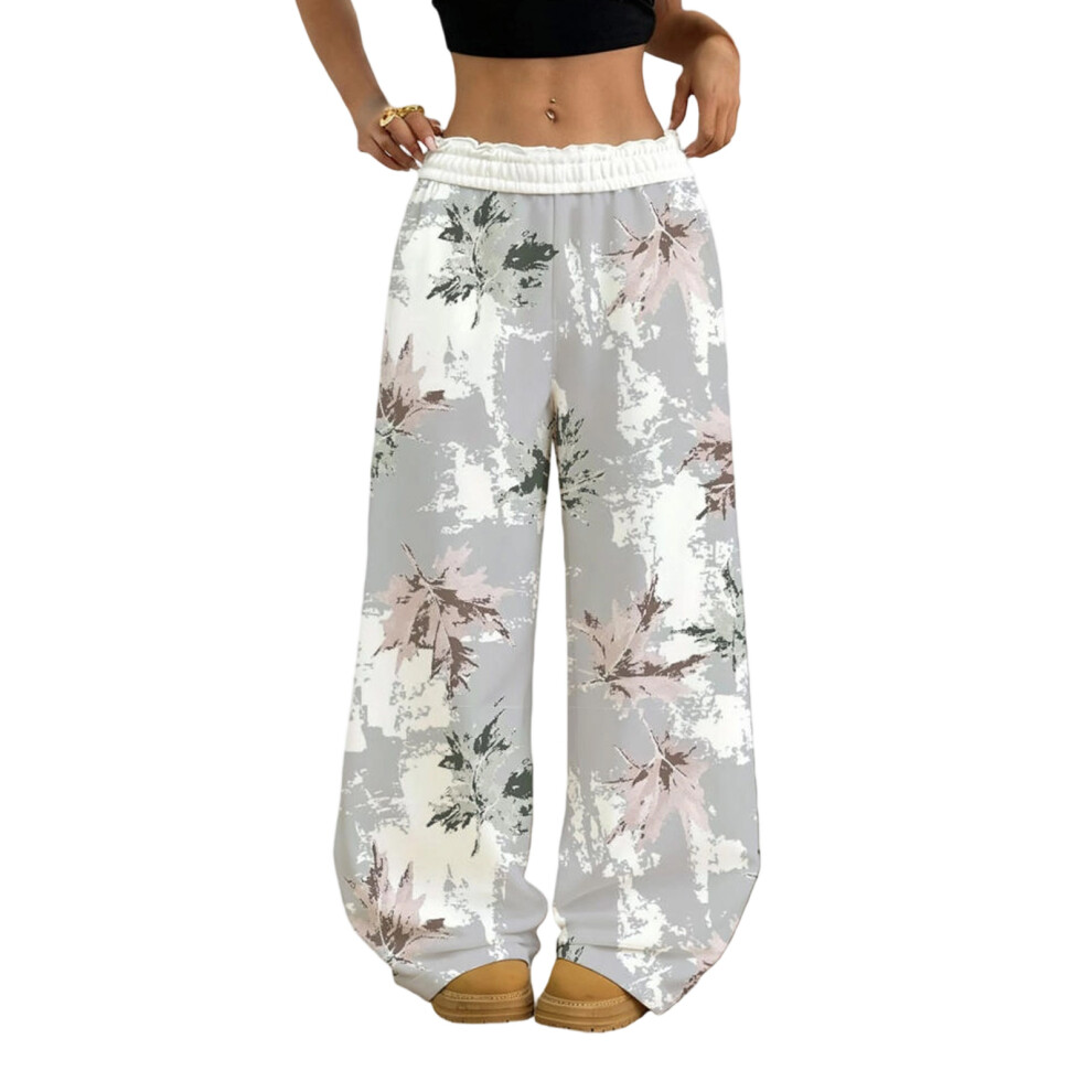 Women Elastic High Waist Wide Leg Pants Casual Palazzo-4 XXL