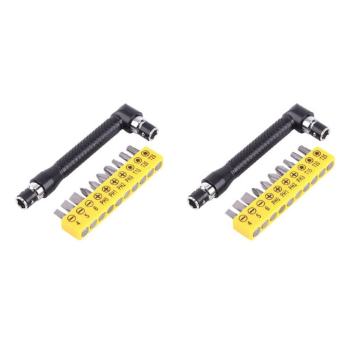2X Hex Socket Wrench 1/4Inch L Shaped Socket Wrench Set with 20Pcs Various Angled Screwdriver Bits Hand Tool Kit