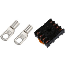 New 8 Round Pin 8-Pin PF083A Relay Base Socket with 10 Copper Tube Lug Battery Cable Welding Crimp Terminal Ring