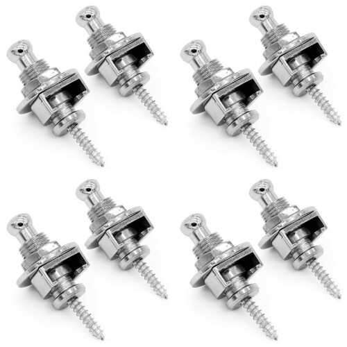 Premium Guitar Strap Locks and Buttons Security Quick Release Straplocks Strap Retainer System Nickel (Pack of 8)