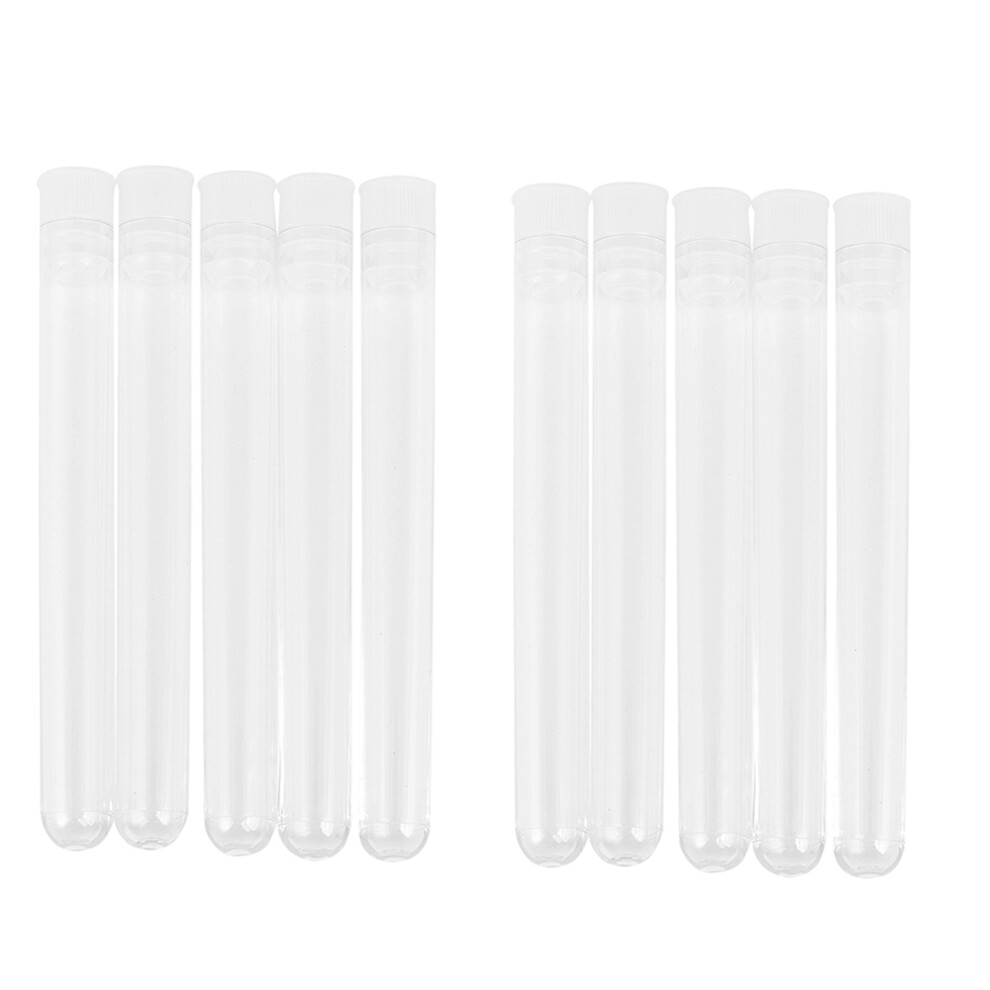 200Pcs Clear Plastic Test Tube With Cap 12X100mm U-Shaped Bottom Long Transparent Test Tube Lab Supplies 4713324431615