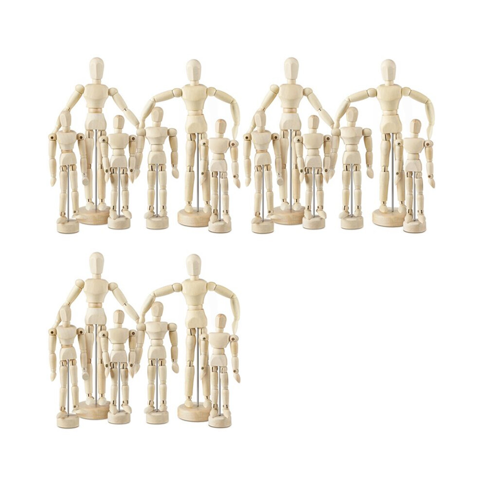18 Pcs Artist Mannequin Model Wooden Manikin Drawing Moveable Figure Model With Stand Flexible Jointed Mannequin 4711324454030