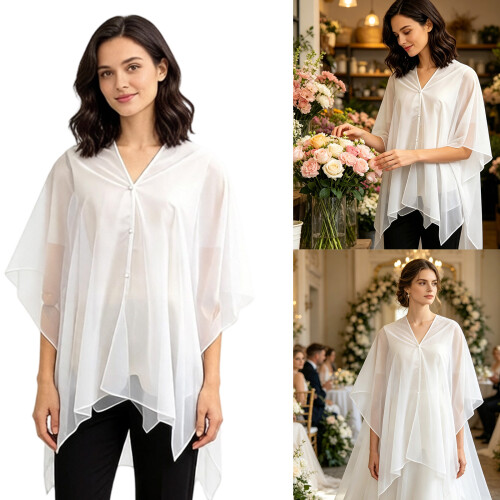 Multifunctionele omkeerbare bruidssjaal Zacht polyester-Wit 2