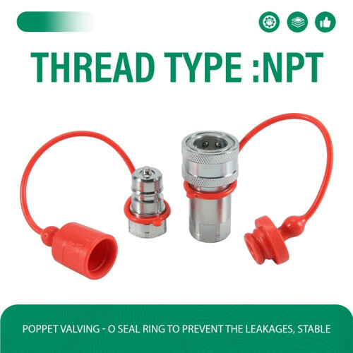 3/8Inch NPT Thread ISO7241-1A Hydraulic Quick Disconnect Coupler Set with Dust Cap 1