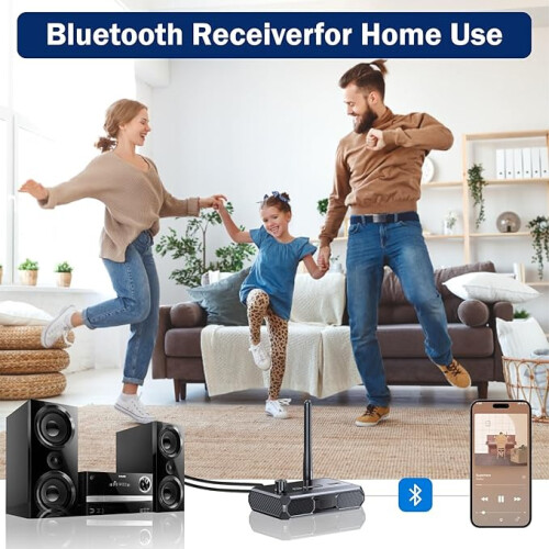 Bluetooth 5.3 Receiver for Home Stereo with Volume Control, LED Display, Low Latency, Noise Reduction, Optical RCA AUX a 1