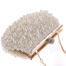 5X Abend Hochzeit Hand Tasche Handtasche Perlenl Tasche Kleid Abend Kleine Handtasche Brautjungfer Handtasche Weiß
