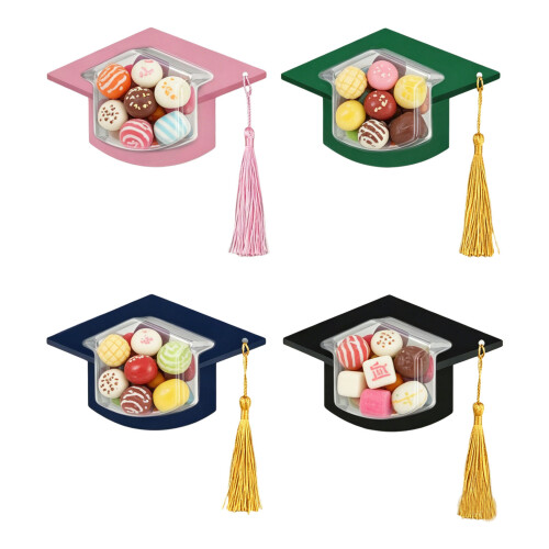 10Pcs Graduation Hat Gift Packaging Box 17x10cm Clear-Green 2