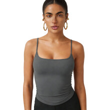 Women's Breathable Nylon Crop Top Spaghetti Strap-Dark Grey XL