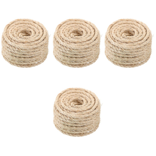 4Rolls Beige Sisal Cat Scratcher Rope Replaceable Durable Hemp Rope 1