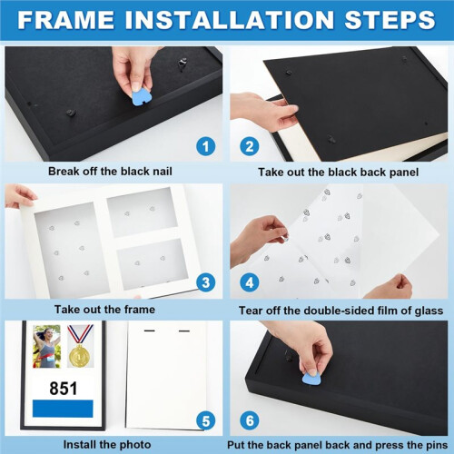 Medal Display Frame Shadow Box Medal and Photo Display Frame Case Award Storage Box for Runners 2