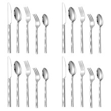 20-Piece Silverware Set for 4, Stainless Steel Vintage Flatware Set, Modern Cutlery Set for Home Wedding Restaurant