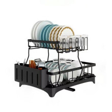 Kitchen Countertop Large Dish Drying Rack Removable High-Capacity Dish Drainer Double-Layer Dish Rack