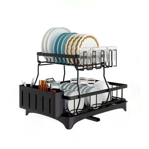 Kitchen Countertop Large Dish Drying Rack Removable High-Capacity Dish Drainer Double-Layer Dish Rack