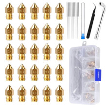 1 Set van 25 Messing Nozzles, Geschikt voor 3 CR10 MK8, Hot-End Kit met Gereedschap en Opbergruimte, Geschikt voor 3D-Printers