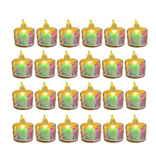 Velas de Té Sin Llama, 24 Unidades, Velas LED de Cristal, Velas Falsas A Pilas, Velas de Té para Bodas, Citas, Cenas A