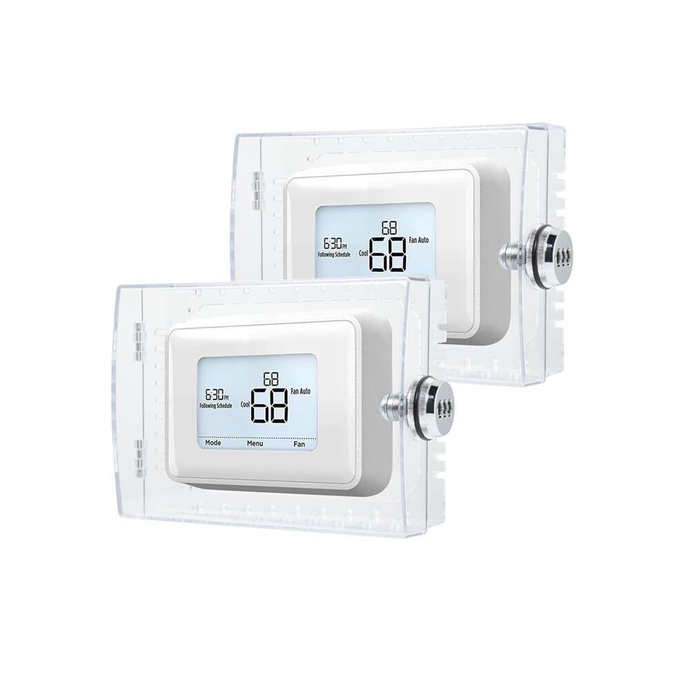 2 Set Thermostat Lock Box With Key And Screw, Pvc Material, Lockable Temperature Controller Protective Cover 6032199732503