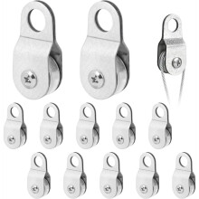 Packung mit 12 Seilrollen, Rolle mit 2 Kugellagern, Rolle für 6-mm-Seile, Tragfähigkeit der Rolle: 50 Kg