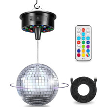 Disco with Motor and 6 Inch Mirror , Rotating RPM Variable Speed,16FT USB Power Cable,for Party Wedding