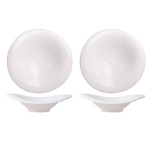 Plastic Faux-Ceramic Dessert and Salad Bowls, Uniquely Shaped, for Hotel Restaurants Black and White Plate White