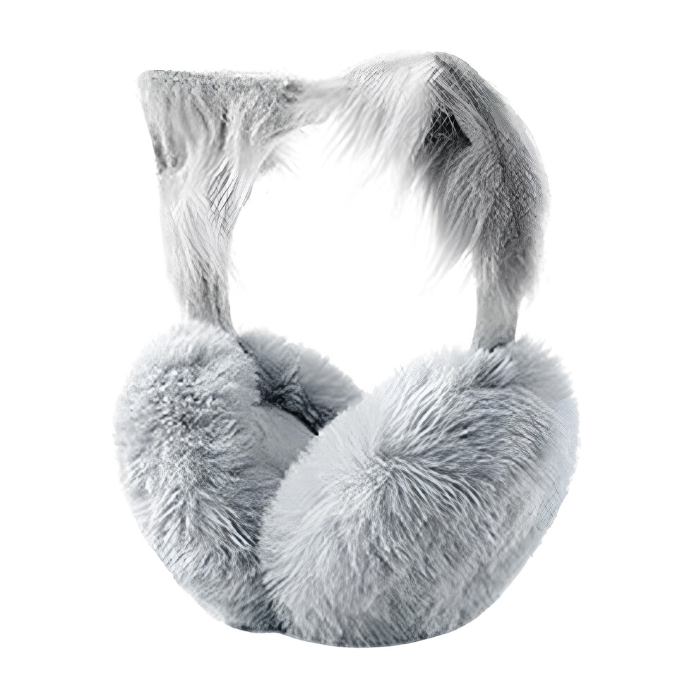 Cartoon Kitten Ear Muffs Fashionable Plush Furry Design-Gray 7754002959509