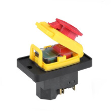 400V 7 Pins Electromagnetic Off with Protection Cover Waterproof Momentary Reset Push Button KJD18