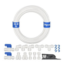 Kit de Linha de Água, Tubo de Água de 1/4 Polegadas OD com 10 Metros (32,8 Pés) para Sistema de Osmose Reversa e Máquina de Gelo com 12 Conectores