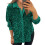 Women's Sequin Button Down Shirt Sparkle Collared-Green XXXL 1