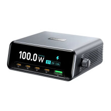 265W GaN Fast Charger, 4 Type-C PD100W+USB 30W, Digital Display for Laptop/Phone/Tablet, Travel/Home EU Plug