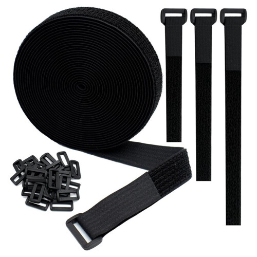 Sangle de Câble Ajustable, 5 M X 25 mm, Sangle de Serrage Réutilisable, Forte Adhérence, Kit de Sangle de Fixation Multi-Usages à Scratch.