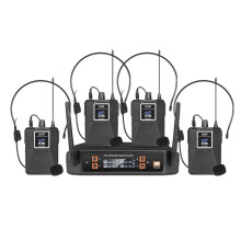 Wireless Microphone Headset 4 Channel UHF Fixed Frequency Dynamic Microphone for Karaoke Wedding Party Band Church EU