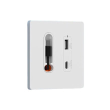 EU Universal Wall PD 20W USB A Socket Panel with Android Type-C Fast Charging Retractable Cable for Home A