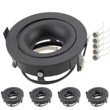 5pcs LED Spotlight Frame with GU10 Base Recessed Round Downlight Adjustable Angle Lamp for Kitchen Room Lighting A