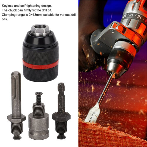 Drill Chuck Keyless Self Tightening Clamping Range Quick Changing Tool Round Adaptor 2