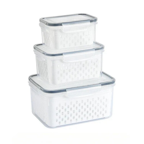 Refrigerator Storage Box Fridge Organizer Vegetable Fruit Drain Basket Storage Container Pantry Kitchen Organizer