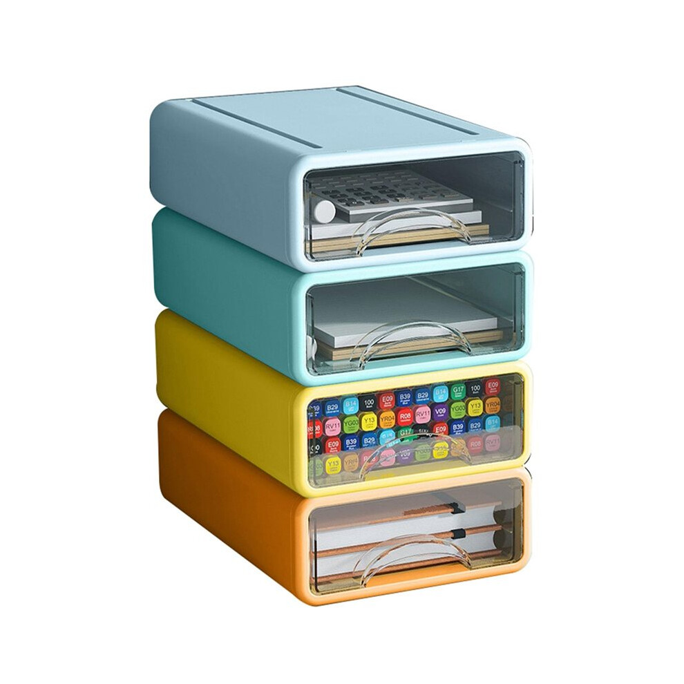 Saudism Drawer Type Plastic Storage Container Stackable Desk Closet Organizer Box Cosmetics Home Stationery Storage Holder
