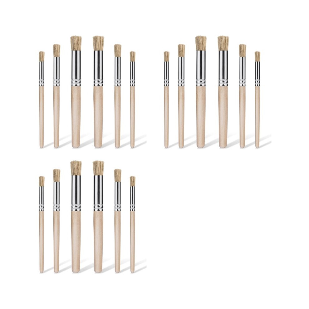 18Pcs Wooden Stencil Brushes For Painting Wood, Natural Bristle Stencil Brush Art Brushes For Acrylic Paint,(3 Sizes) 4713241328012