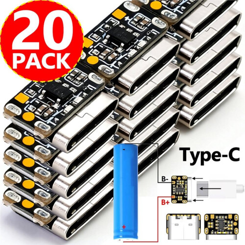 20PCS  Lithium Battery Charging Board Module 4.2V 18650 Lithium Battery Charger Protection Board Type-C Interface 2
