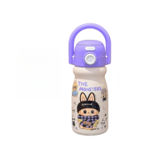 Garrafa de água infantil em aço inoxidável com design de desenhos animados, térmica 316, à prova de fugas para a escola
