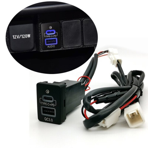 Light Car Charger QC3.0 USB TYPE-C PD Dual Phone Charge Interface Socket Cable Accessories Fit for 2