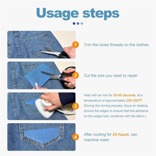 Kit de Parches Termoadhesivos para Vaqueros, 15 Parches para Vaqueros, Parches Termoadhesivos de Mezclilla para el Interior de los Vaqueros, Ropa, 1