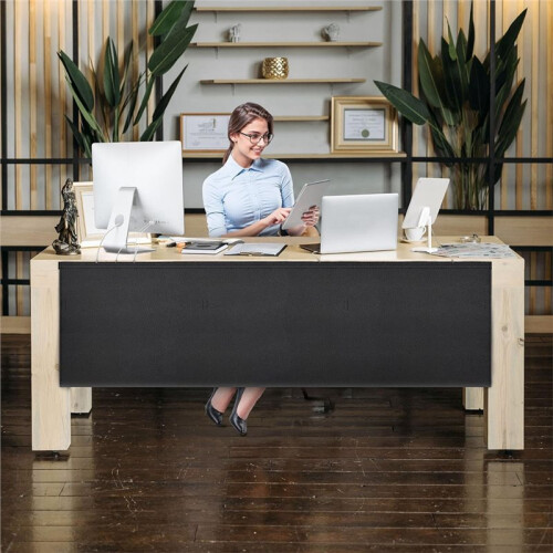 Under Desk Privacy Panel Self-Adhesive Modesty Panel with Pocket for Home or Standing Workstation Concealer Shield