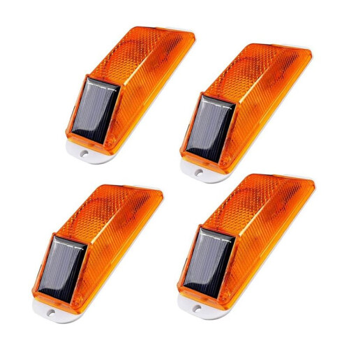 Solar-Blitzwarnleuchte, LED-Warnlampe, 4er-Pack, Superhell, IP54 Wasserdicht, Blinkend