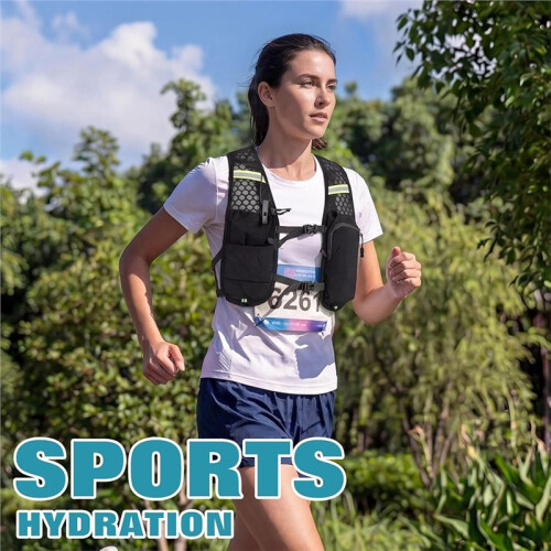 Running Hydration Vest with 1.5L Hydration Bladders Reflective Running Backpack Breathable Light Running Vest Black