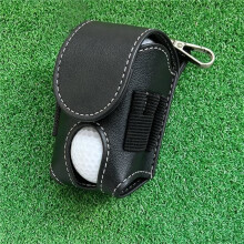 Golfbollsväska för Utomhusbruk, Bärbar Bollhållare i Midjan, Slitstark Golfbollsväska i Läder med Klämma för Träningsbana