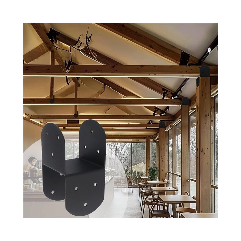 4 Pcs 4X4post Caps Bracket,Top Tie Bracket For Connecting Post To ,Black Used For Pergolas, Log Cabins,Truss Frames 4713442998809